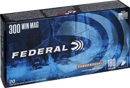 Federal .300 Winchester Mag PowerShok Jacketed Soft Point 180 Grain 20/Box