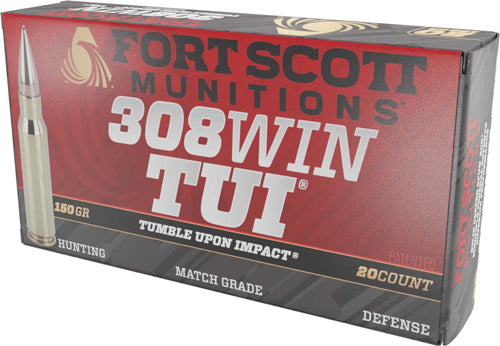 Fort Scott Munitions .308 Win / 7.62x51mm Tumble Upon Impact (TUI) Solid Copper Spun 150 Grain 20/Box