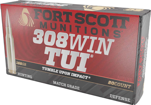 Fort Scott Munitions .308 Win / 7.62x51mm Tumble Upon Impact (TUI) Brush Hog Solid Copper Spun 168 Grain 20/Box