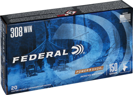 Federal .308 Win / 7.62x51mm PowerShok Jacketed Soft Point 150 Grain 20/Box