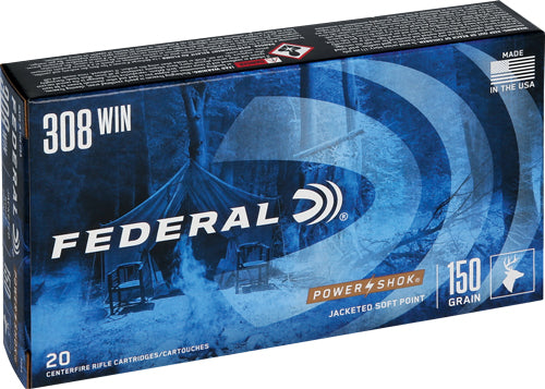 Federal .308 Win / 7.62x51mm PowerShok Jacketed Soft Point 150 Grain 20/Box