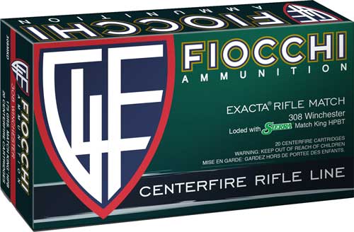 Fiocchi .308 Win / 7.62x51mm Hyperformance Sierra MatchKing Boat Tail Hollow Point 175 Grain 20/Box