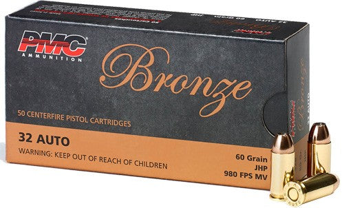 PMC .32 ACP Bronze Jacketed Hollow Point 60 Grain 50/Box