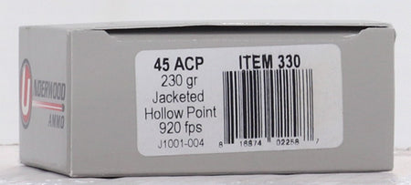 Underwood Ammo .45 ACP/Auto Sporting Jacketed Hollow Point 230 Grain 20/Box
