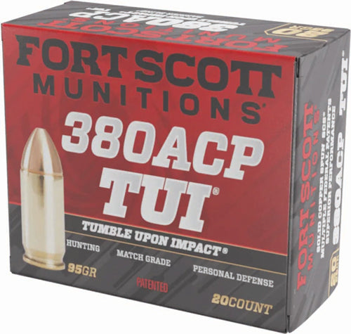 Fort Scott Munitions .380 ACP/Auto Tumble Upon Impact (TUI) Solid Copper Spun 95 Grain 20/Box
