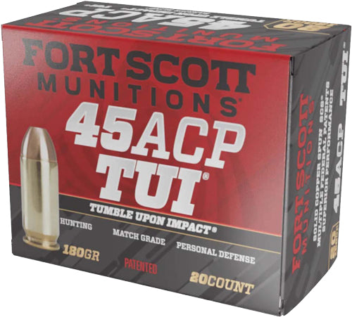 Fort Scott Munitions .45 ACP/Auto Tumble Upon Impact (TUI) Solid Copper Spun 180 Grain 20/Box