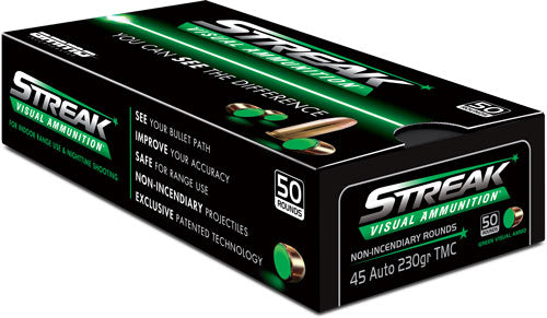Ammo Inc .45 ACP/Auto Streak Visual (GREEN) Total Metal Case 230 Grain 50/Box