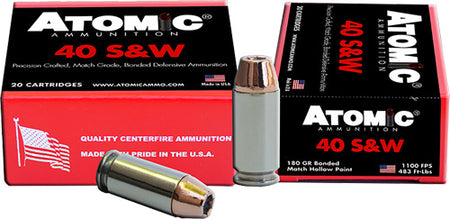 Atomic .40 S&W  Bonded JACKETED HOLLOW POINT 180 Grain 20/Box