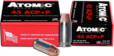 Atomic .45 ACP/Auto +P Bonded JACKETED HOLLOW POINT 185 Grain 20/Box