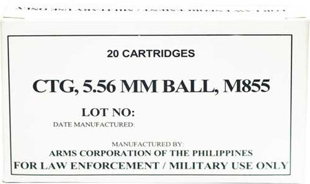 Armscor 5.56x45mm NATO M855 Full Metal Jacket 62 Grain 1000/Box