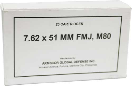 Armscor .308 Win / 7.62x51mm M80 Ball Full Metal Jacket 147 Grain 20/Box [Item 3143]