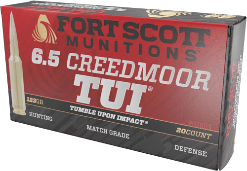 Fort Scott Munitions 6.5mm Creedmoor Tumble Upon Impact (TUI) Solid Copper Spun 123 Grain 20/Box