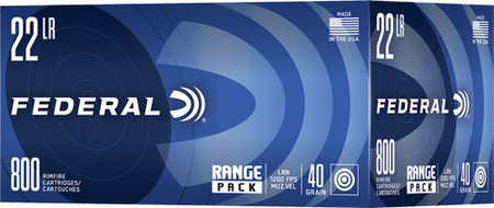 Federal .22 Long Rifle Champion Training Range Pack Lead Round Nose 40 Grain 800/Box