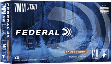 Federal 7x57mm Mauser PowerShok Soft Point 140 Grain 20/Box
