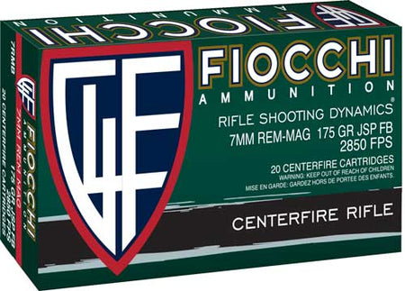 Fiocchi 7mm Remington Mag Field Dynamics Jacketed Soft Point 175 Grain 20/Box