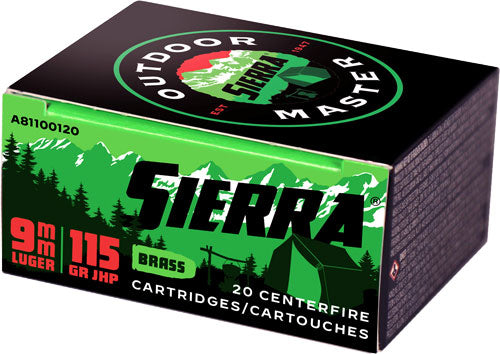 Sierra 9mm Luger / Parabellum Outdoor Master Jacketed Hollow Point 115 Grain 20/Box