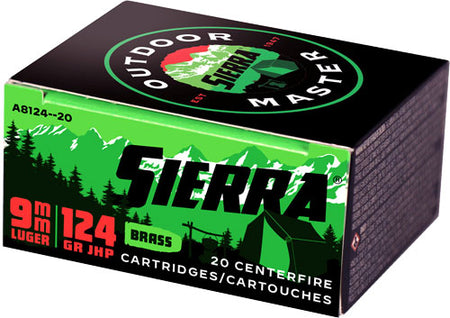 Sierra 9mm Luger / Parabellum Outdoor Master Jacketed Hollow Point 124 Grain 20/Box