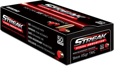 Ammo Inc 9mm Luger / Parabellum Streak Visual (RED) Tracer Total Metal Case 115 Grain 50/Box