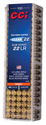CCI .22 Long Rifle Clean-22 SubSonic Lead Round Nose 40 Grain 100/Box