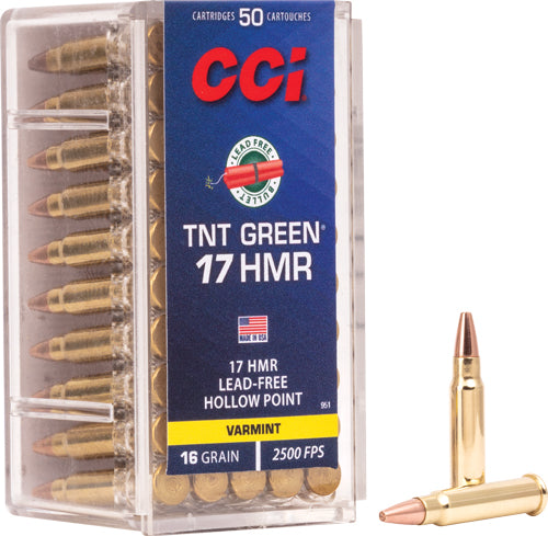 CCI .17 HMR LEAD FREE Speer TNT Green Hollow Point 16 Grain 50/Box