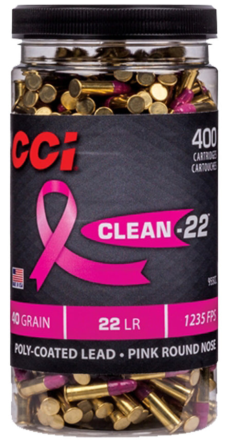 CCI .22 Long Rifle Clean-22 Pink Lead Round Nose 40 Grain 400/Box