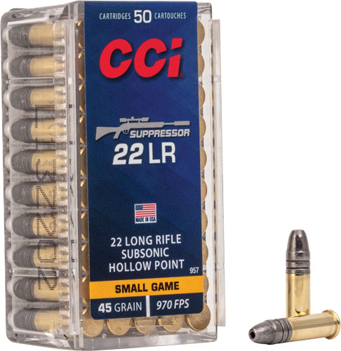 CCI 957 Suppressor Subsonic HP 45 Grain .22 Long Rifle 970 fps