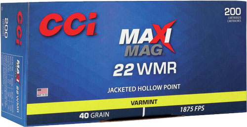 CCI .22 Magnum / WMR Maxi-Mag Jacketed Hollow Point 40 Grain 200/Box