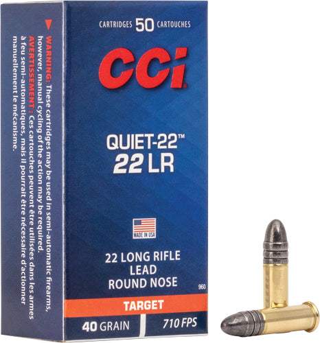 CCI .22 Long Rifle Hunting Quiet-22 Lead Round Nose 40 Grain 50/Box
