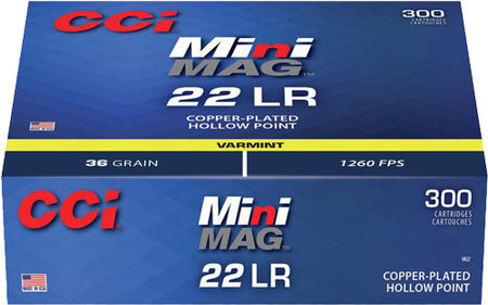 CCI .22 Long Rifle Mini-Mag Copper Plated Hollow Point 36 Grain 300/Box