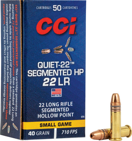 CCI .22 Long Rifle Quiet-22 Segmented Hollow Point 40 Grain 50/Box [Item 4261]