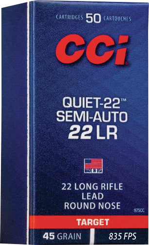 CCI .22 Long Rifle Quiet-22 Semi-Auto Lead Round Nose 45 Grain 50/Box [Item 4218]