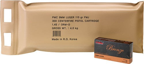 PMC 9mm Luger / Parabellum Bronze Battle Pack Full Metal Jacket 115 Grain 300/Box