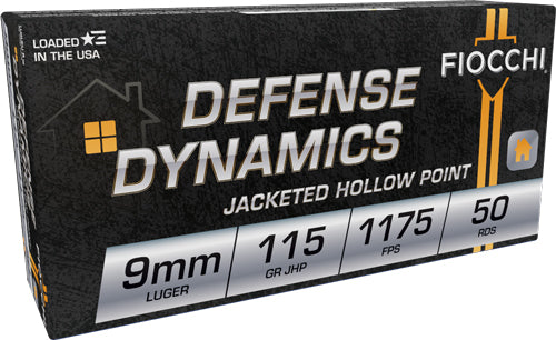 Fiocchi 9mm Luger / Parabellum Defense Dynamics Jacketed Hollow Point 115 Grain 50/Box