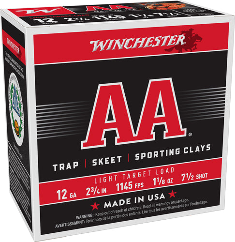 Winchester 12 Gauge AA Target Light Target #7.5 1-1/8 oz 2.75 in 25/Box [Item 7197]