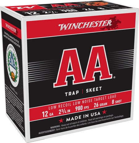 Winchester 12 Gauge AA 26 Gram Low Recoil #8 7/8 oz 2.75 in 25/Box [Item 7223]