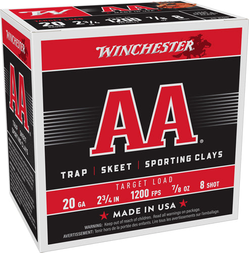 Winchester 20 Gauge AA Target #8 7/8 oz 2.75 in 250/Box