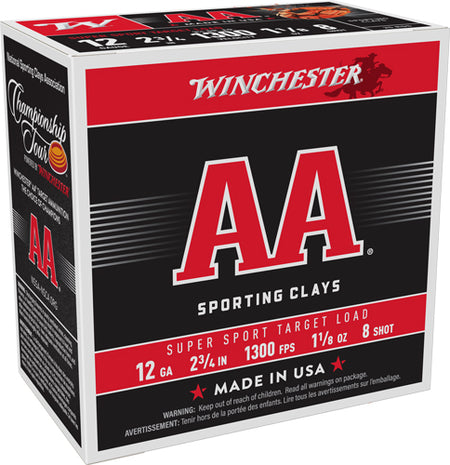 Winchester 12 Gauge AA Supersport Sporting Clay #8 1-1/8 oz 2.75 in 25/Box [Item 7218]