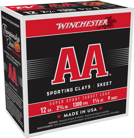 Winchester 12 Gauge AA Supersport Sporting Clay #9 1-1/8 oz 2.75 in 25/Box [Item 7185]