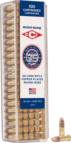 CCI MINI-MAG 22LR 40GR LEAD-RN 1235FPS 100RD 50BX/CS 75TH ANV