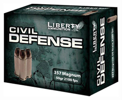 Liberty Ammunition .357 Magnum Civil Defense Protection Lead Free Fragmenting Hollow Point 50 Grain 20/Box