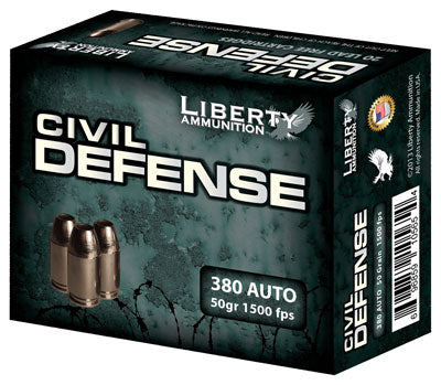 Liberty Ammunition .380 ACP/Auto Civil Defense Protection Lead Free Fragmenting Hollow Point 50 Grain 20/Box