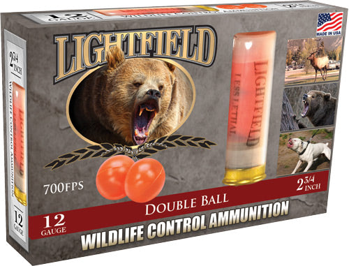 Lightfield 12 Gauge Wildlife Control Less Lethal Double Ball (2 Projectiles) Rubber Slug Less Lethal 5/16 oz 2.75 in 5/Box