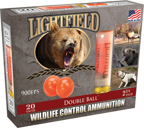Lightfield 20 Gauge Wildlife Control Less Lethal Double Ball (2 Projectiles) Rubber Slug Less Lethal 3/16 oz 2.75 in 5/Box