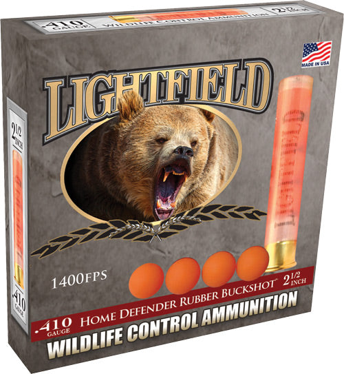 Lightfield .410 Bore Wildlife Control Less Lethal Rubber Buckshot 4 Pellets Less Lethal 1/8 oz 2.5 in 5/Box