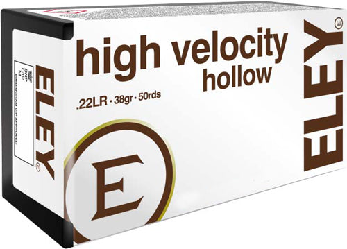 Eley .22 Long Rifle High Velocity Hollow LEAD HOLLOW POINT 38 Grain 50/Box