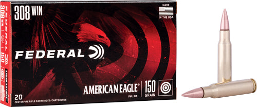 Federal .308 Win / 7.62x51mm American Eagle Full Metal Jacket Boat Tail 150 Grain 20/Box