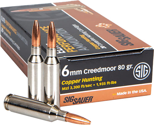 Sig Sauer 6mm Creedmoor Elite Performance Copper Hunting 80 Grain 20/Box
