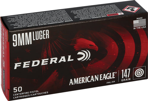 American Eagle AE9FP Subsonic 147 Grain FMJ-FP 9mm Luger 50 Per Box – 1000/Case