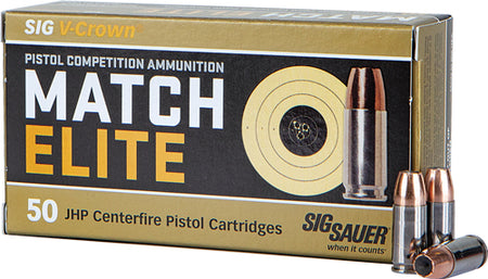 Sig Sauer 9mm Luger / Parabellum Match Elite Competition V-Crown Jacketed Hollow Point 147 Grain 50/Box