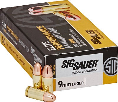 Sig Sauer 9mm Luger / Parabellum Elite Performance Full Metal Jacket 124 Grain 50/Box